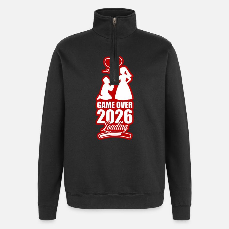 Fin du match : Mariage 2026 - Sweat à zip 1/4 - noir