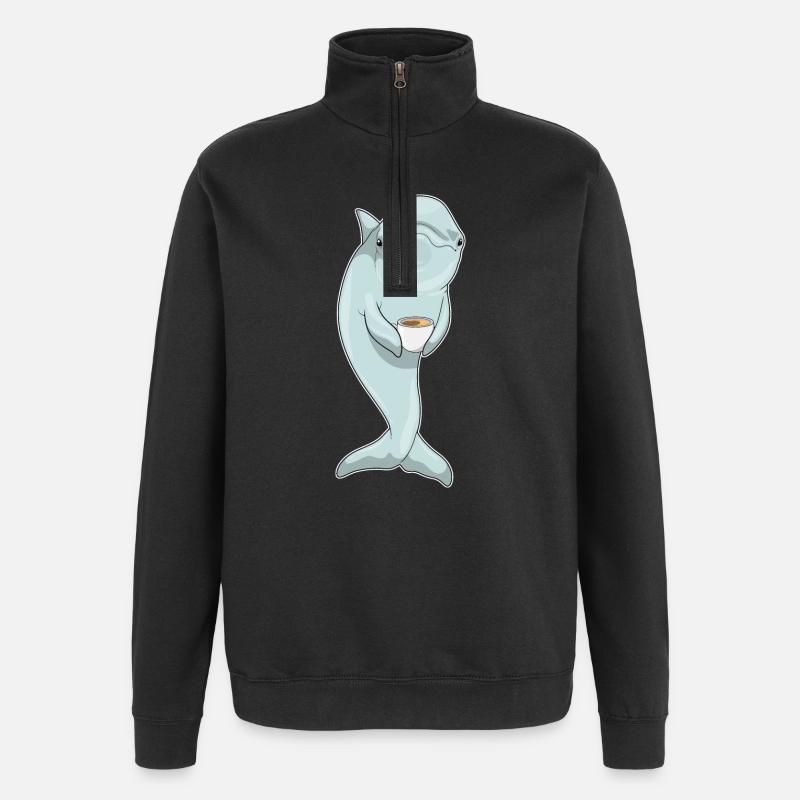 Café Dolphin - Sweat à zip 1/4 - noir