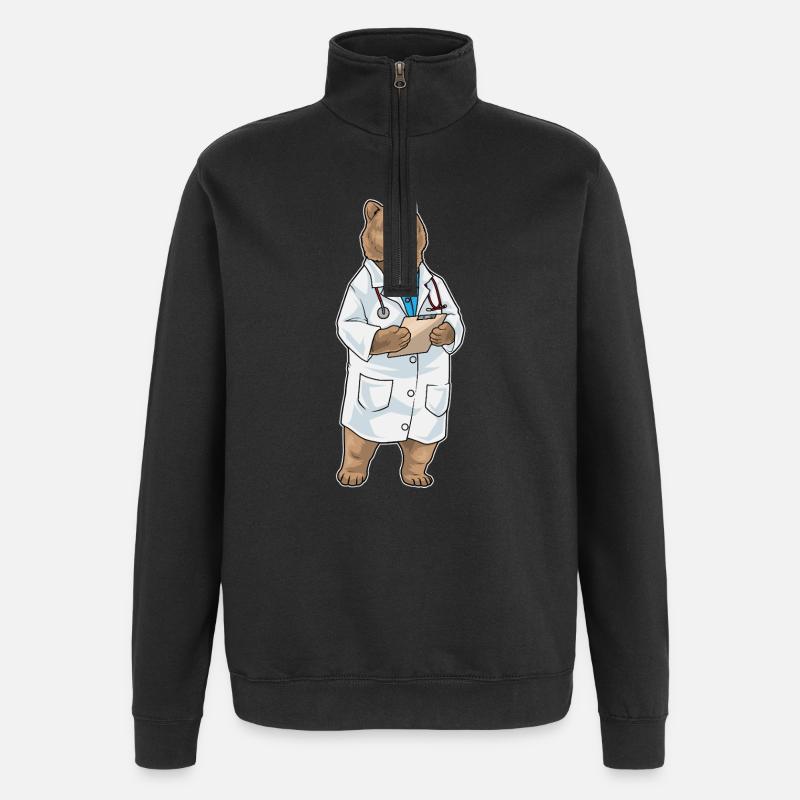 Bear Doctor Stethoscope - Quarter-Zip Sweatshirt - black