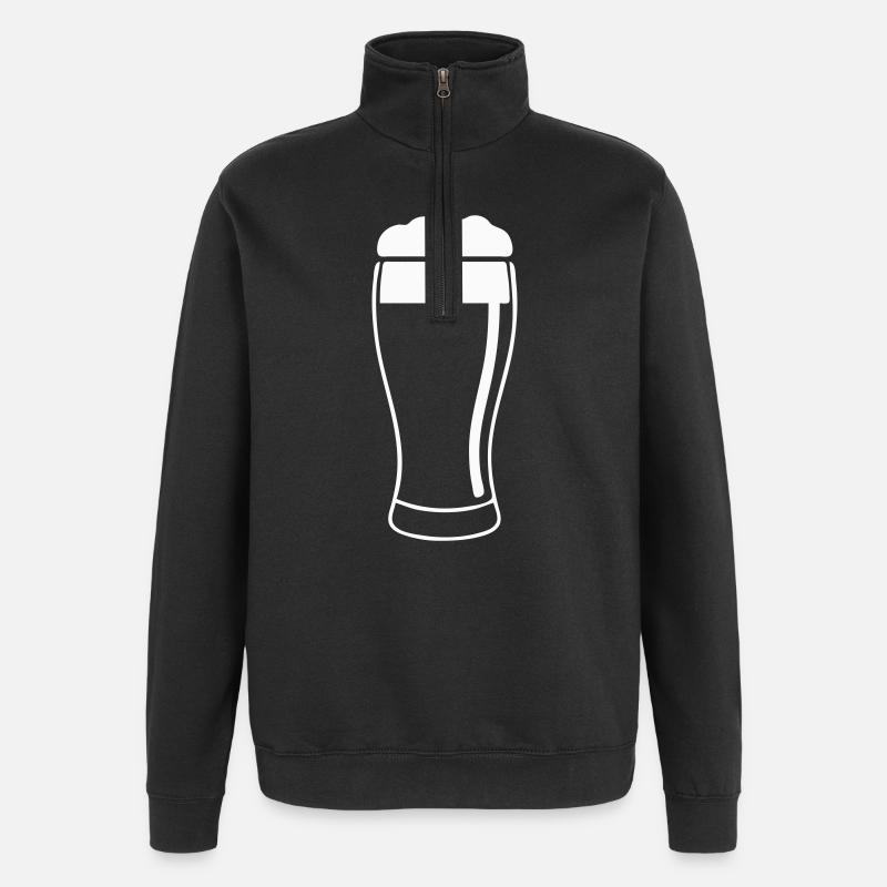 Bierglas mit Schaum - Quarter-Zip-Sweatshirt - Schwarz