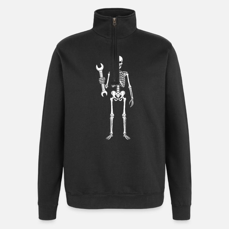 Mécanicien squelette avec clé à molette - Sweat à zip 1/4 - noir