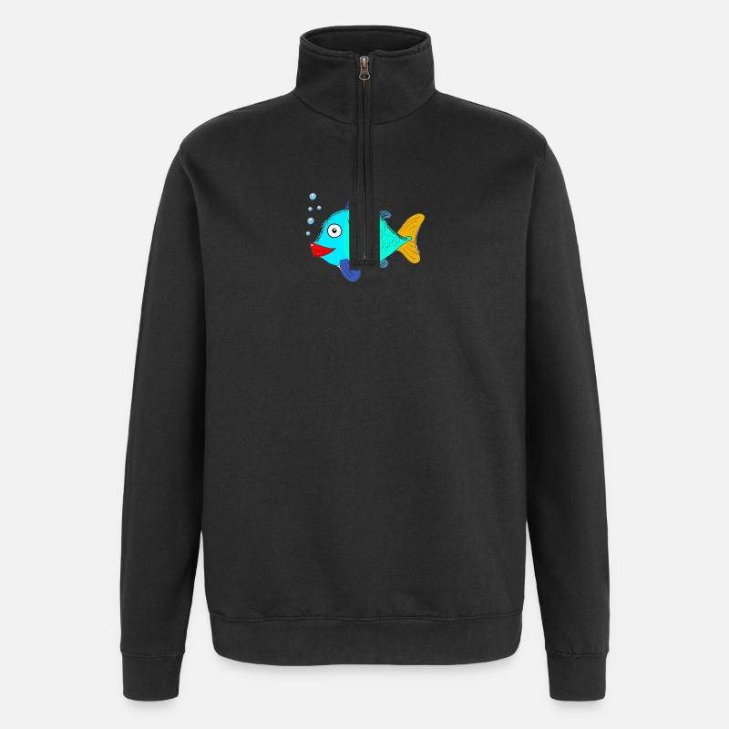 fisch mit Blubberblasen - Quarter-Zip-Sweatshirt - Schwarz