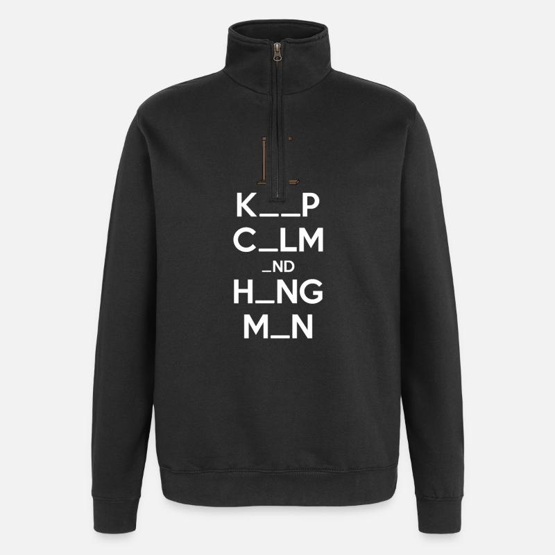 Keep Calm and Hangman - Quarter-Zip Sweatshirt - black