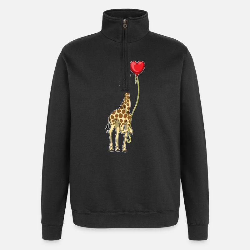 Giraffe Herz Luftballon - Quarter-Zip-Sweatshirt - Schwarz