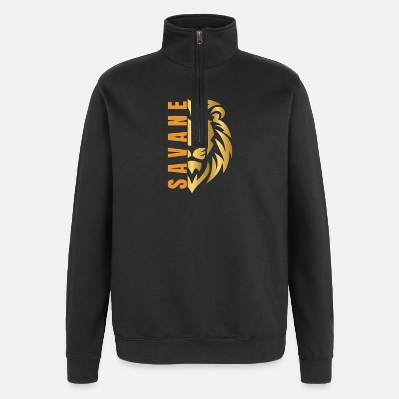 Lion doré  - Sweat à zip 1/4 - noir
