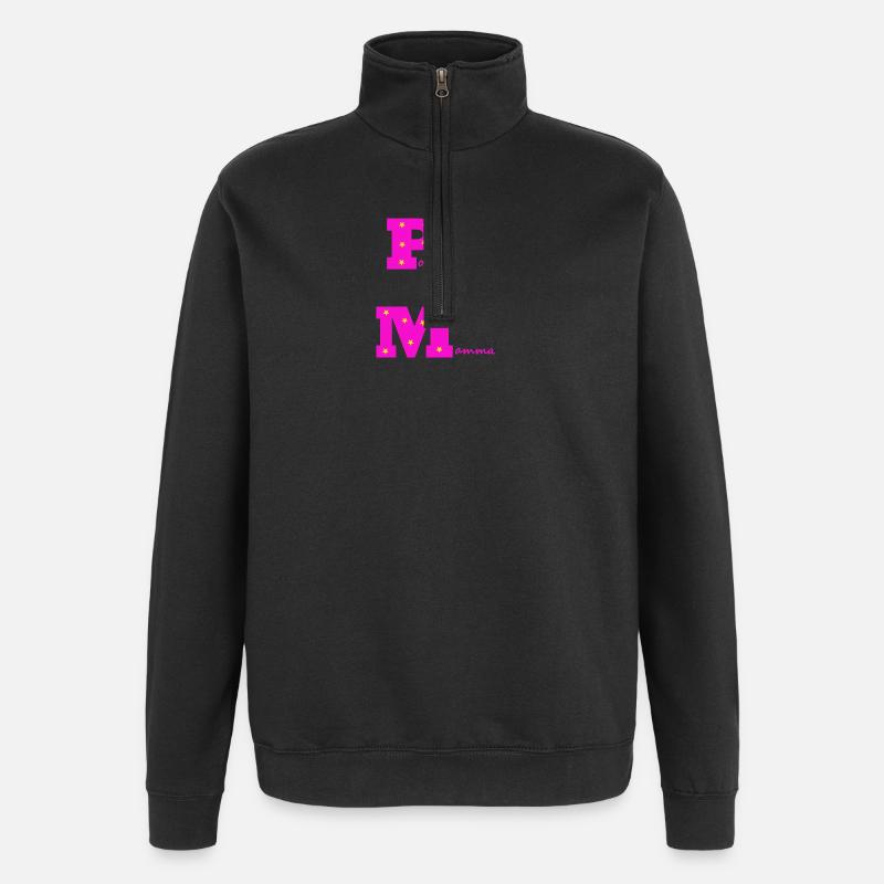 Pony-Mama rosa mit Sternen - Quarter-Zip-Sweatshirt - Schwarz