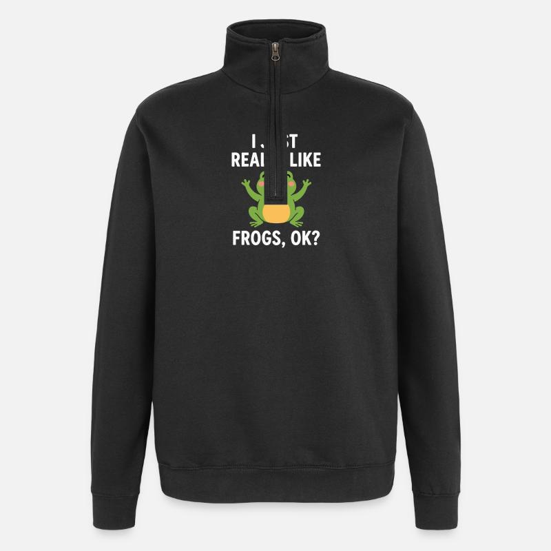 J’aime beaucoup les grenouilles Design - Sweat à zip 1/4 - noir