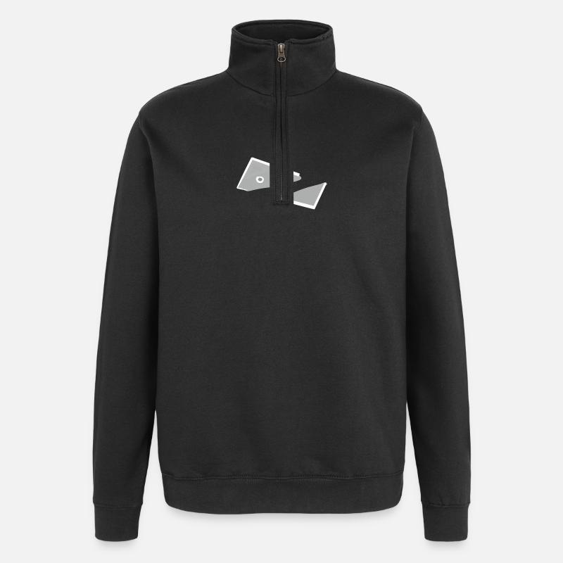 Abstract Fish Monochrome Triangles - Quarter-Zip Sweatshirt - black