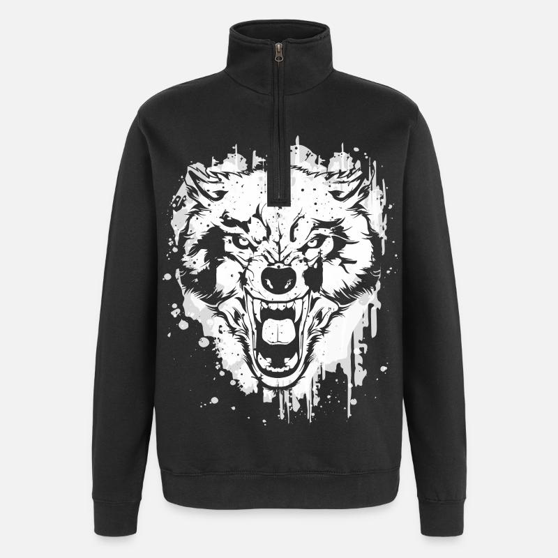Wolf - Wölfe - Werwolf - Wolfsrudel - Vollmond - Quarter-Zip-Sweatshirt - Schwarz