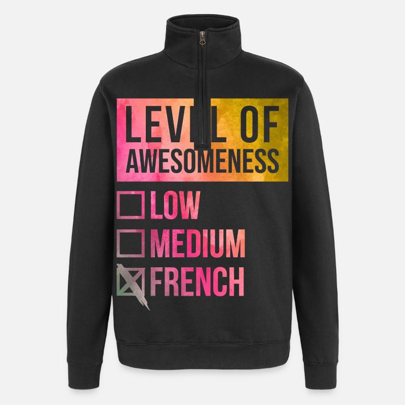 Français - Sweat à zip 1/4 - noir