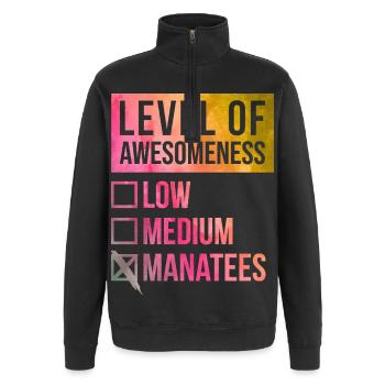 lamantin - Sweat à zip 1/4 - noir - Devant - AI Model Female 172 light (172cm) & AI Model Male 178 dark (178cm)
