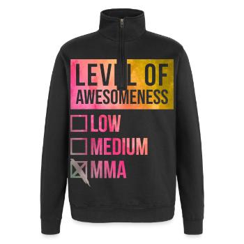 MMA - Quarter-Zip-Sweatshirt - Schwarz - Vorne - AI Model Female 172 light (172cm) & AI Model Male 178 dark (178cm)