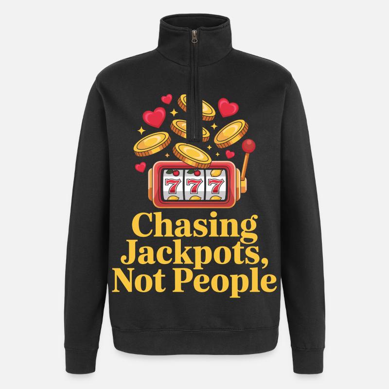 Chasing Jackpots Funny Casino Gambling - Quarter-Zip Sweatshirt - black