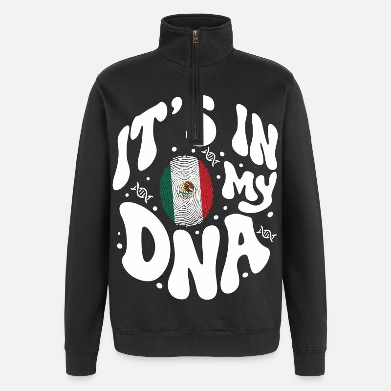 ADN mexicain Mexique drapeau hispanique - Sweat à zip 1/4 - noir