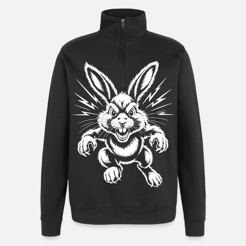 Aggressiver Hase  - Quarter-Zip-Sweatshirt - Schwarz
