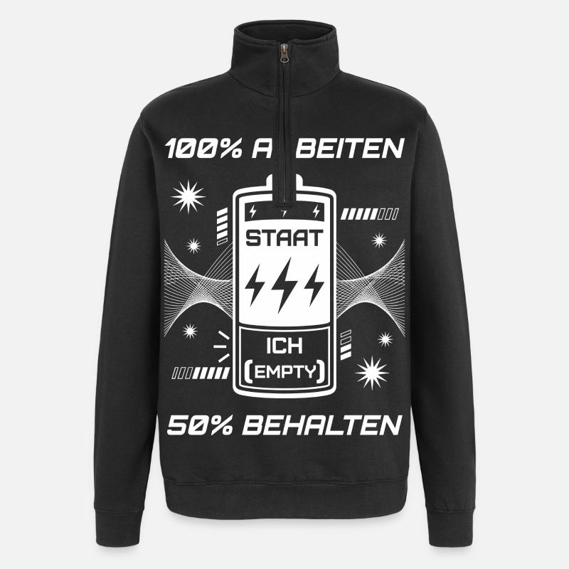 100 % travail, 50 % garder - Sweat à zip 1/4 - noir