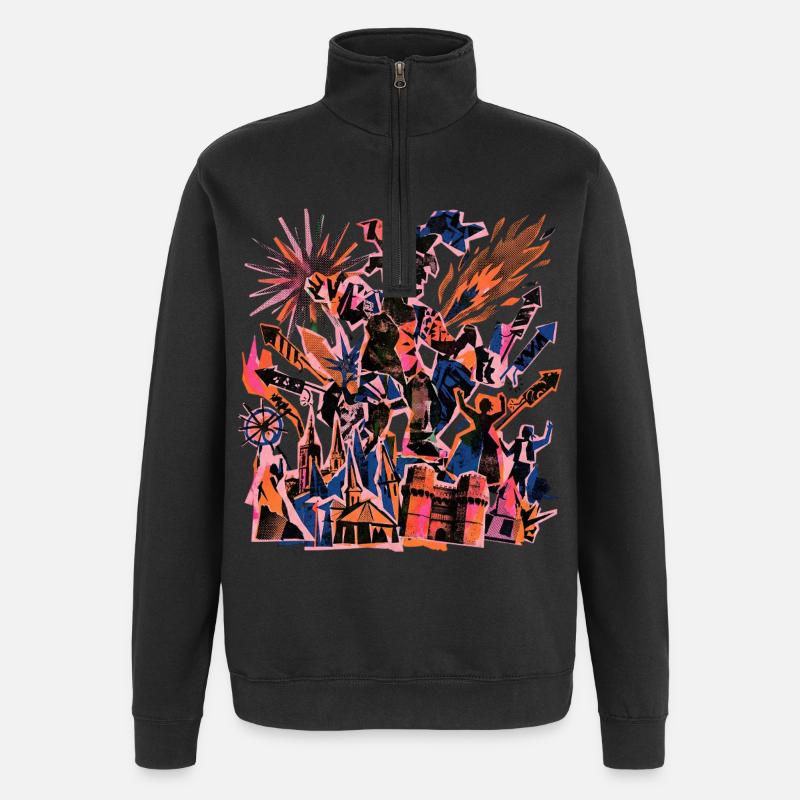 Fallas De Valencia Risographie - Quarter-Zip Sweatshirt - black