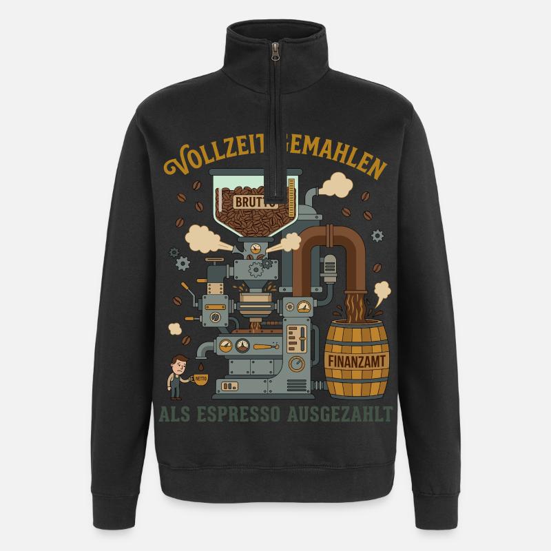 Full-time ground paid out as espresso - Quarter-Zip Sweatshirt - black