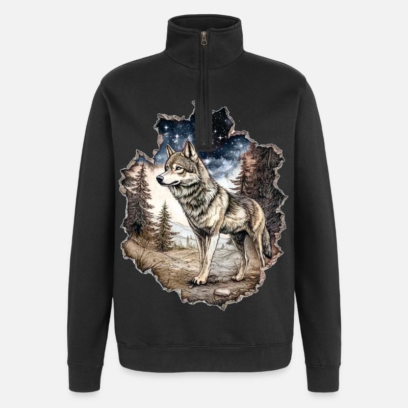 Ciel étoilé du loup - Sweat à zip 1/4 - noir