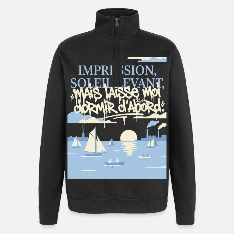 Impression, Sommeil Levant : Art Fatigué - Quarter-Zip-Sweatshirt - Schwarz