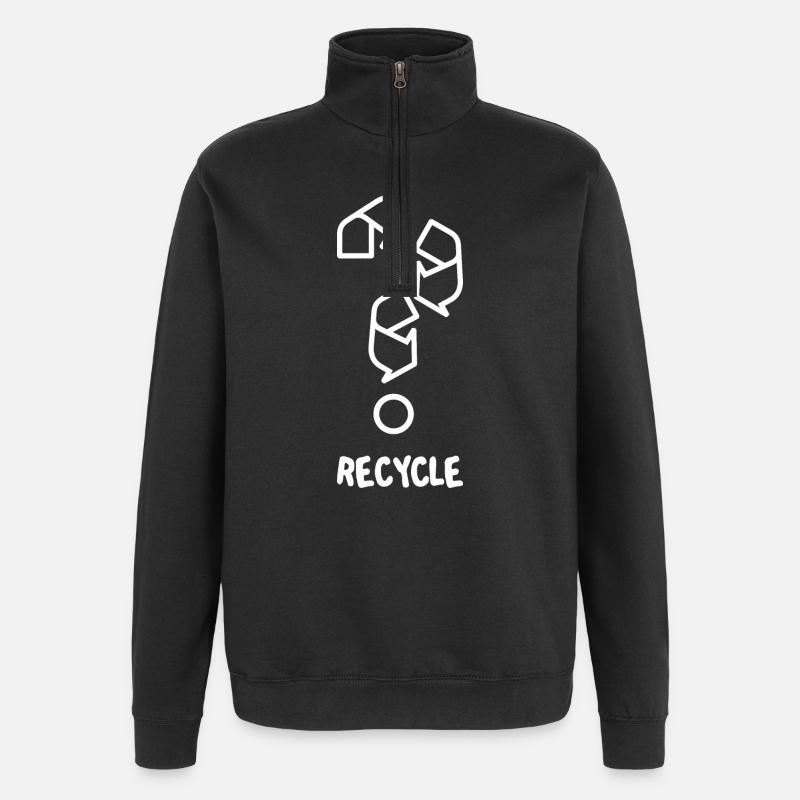 Recyceln (dunkel) - Quarter-Zip-Sweatshirt - Schwarz