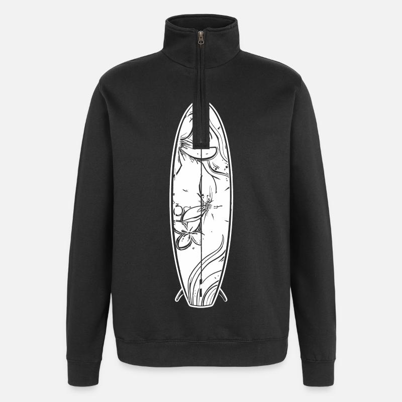 planche de surf de dessin animé - Sweat à zip 1/4 - noir