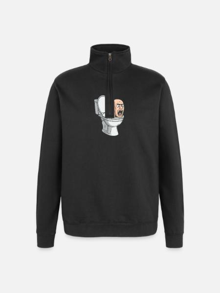 Toilet Head Meme – Viral Parody Design - Quarter-Zip Sweatshirt - black