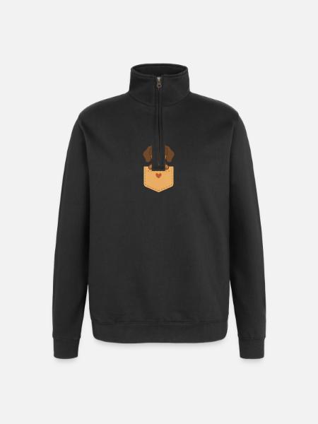 Dackeltasche - Quarter-Zip-Sweatshirt - Schwarz