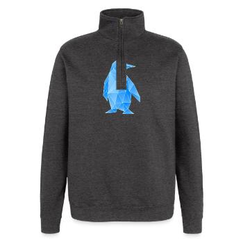 Diamond Penguin Geometric Design - Quarter-Zip Sweatshirt - charcoal grey - Front - AI Model Female 172 light (172cm) & AI Model Male 178 dark (178cm)