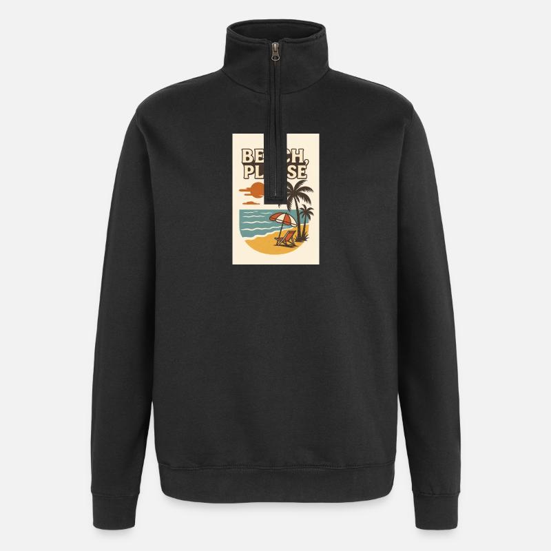 Beach, Please - Quarter-Zip-Sweatshirt - Schwarz
