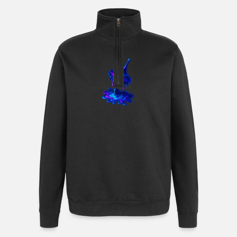 Schmelzender Kreisel Blau Lila - Quarter-Zip-Sweatshirt - Schwarz