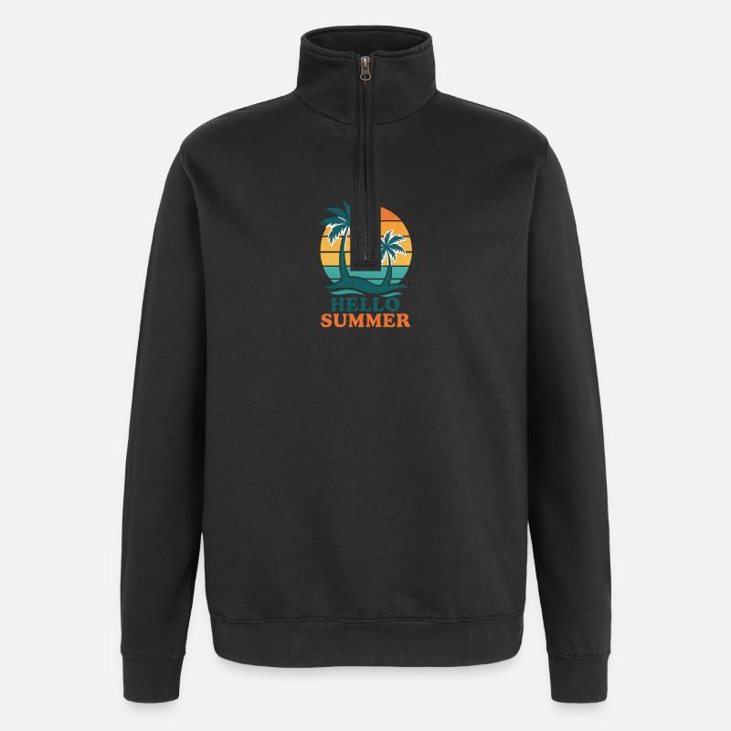 Beach with palm trees and sunset - Quarter-Zip Sweatshirt - black