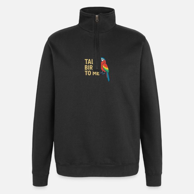 Sprich Birdy mit mir Bunter Papagei - Quarter-Zip-Sweatshirt - Schwarz