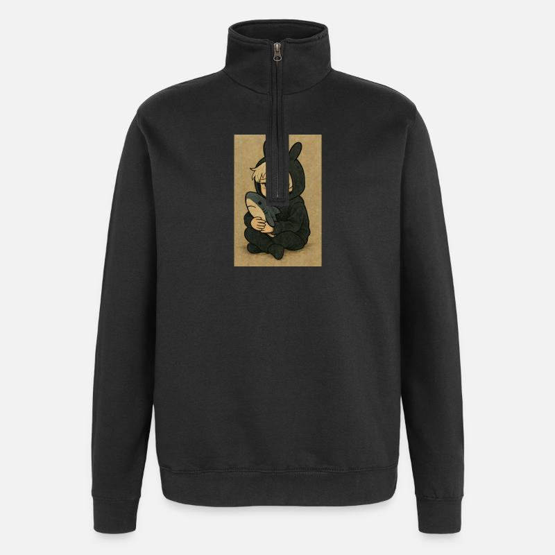 « Shin » - Sweat à zip 1/4 - noir