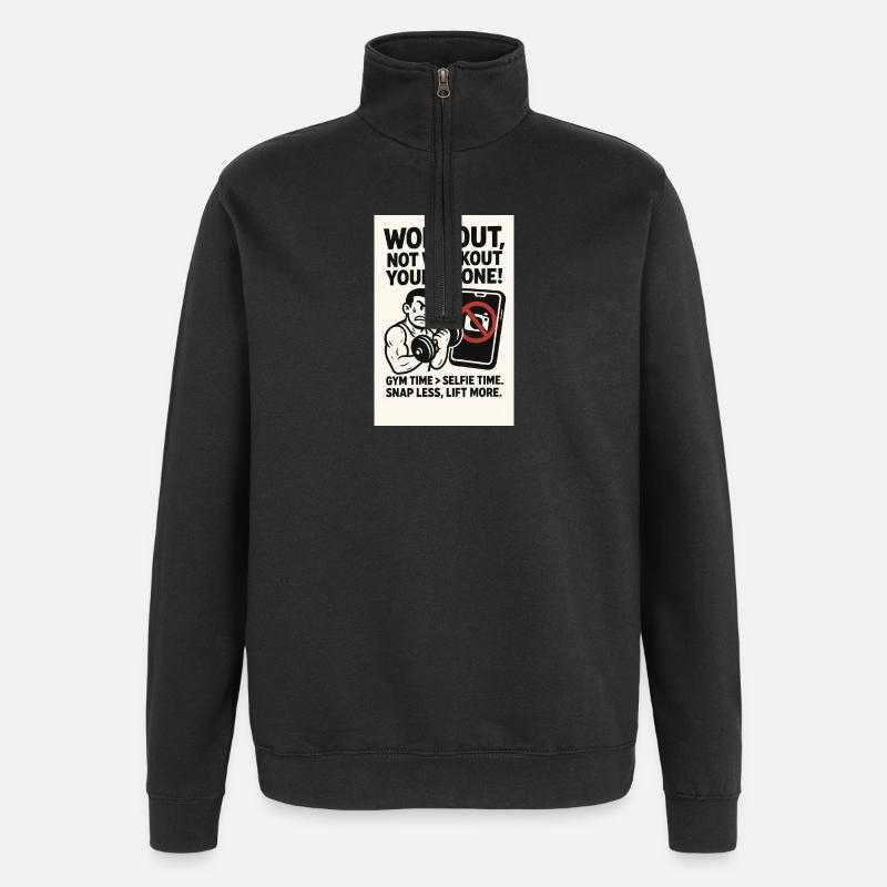 Weniger schnappen, mehr heben - Quarter-Zip-Sweatshirt - Schwarz