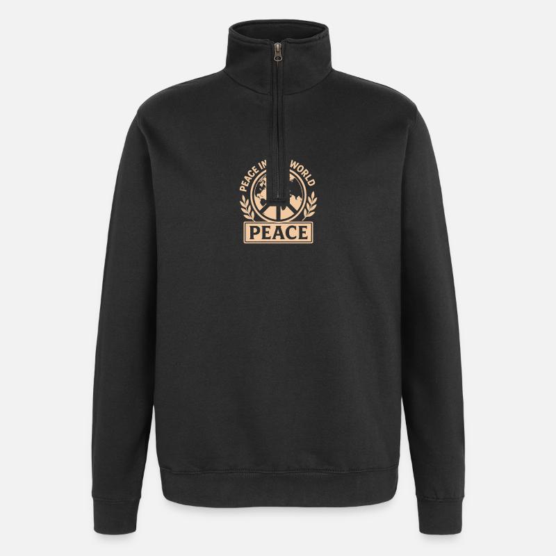 Message mondial de paix - Sweat à zip 1/4 - noir
