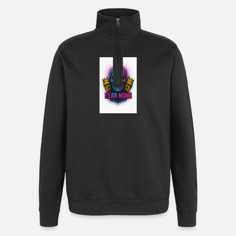 Kühner Schädel mit Kronen Tintendesign - Quarter-Zip-Sweatshirt - Schwarz