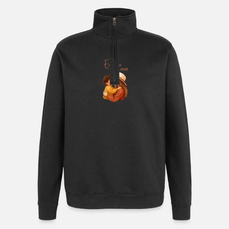 Unendliche Liebe – Mutter und Kind - Quarter-Zip-Sweatshirt - Schwarz