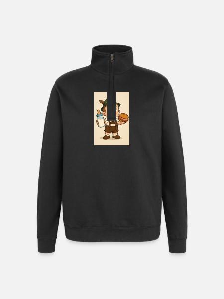 Bavarian baby with milk and meat loaf - Quarter-Zip Sweatshirt - black