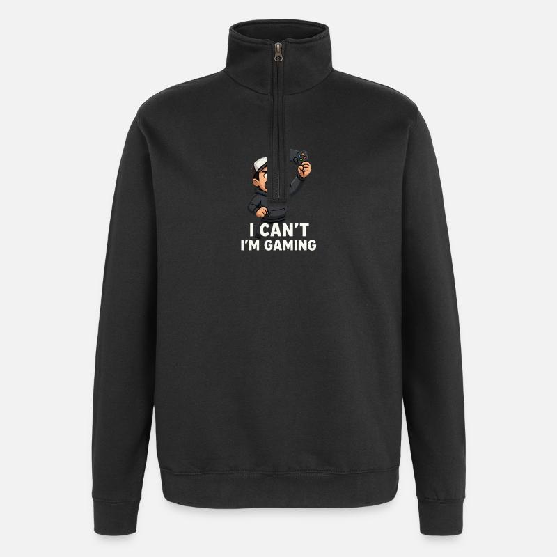 I Cant m Gaming - Quarter-Zip Sweatshirt - black