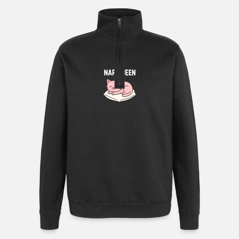 Cute sleeping cat design - Quarter-Zip Sweatshirt - black