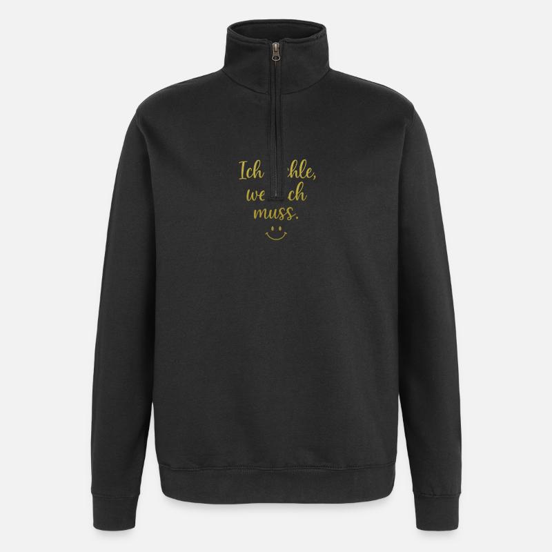 Ich lache, weil ich muss - Quarter-Zip-Sweatshirt - Schwarz