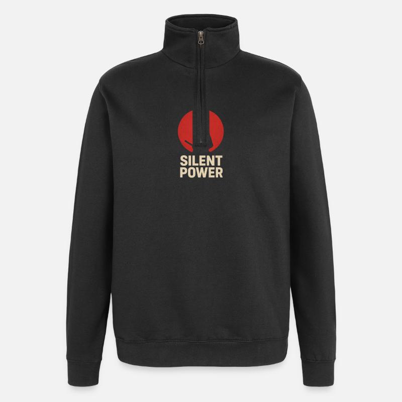 Silent Power with Katana - Quarter-Zip Sweatshirt - black
