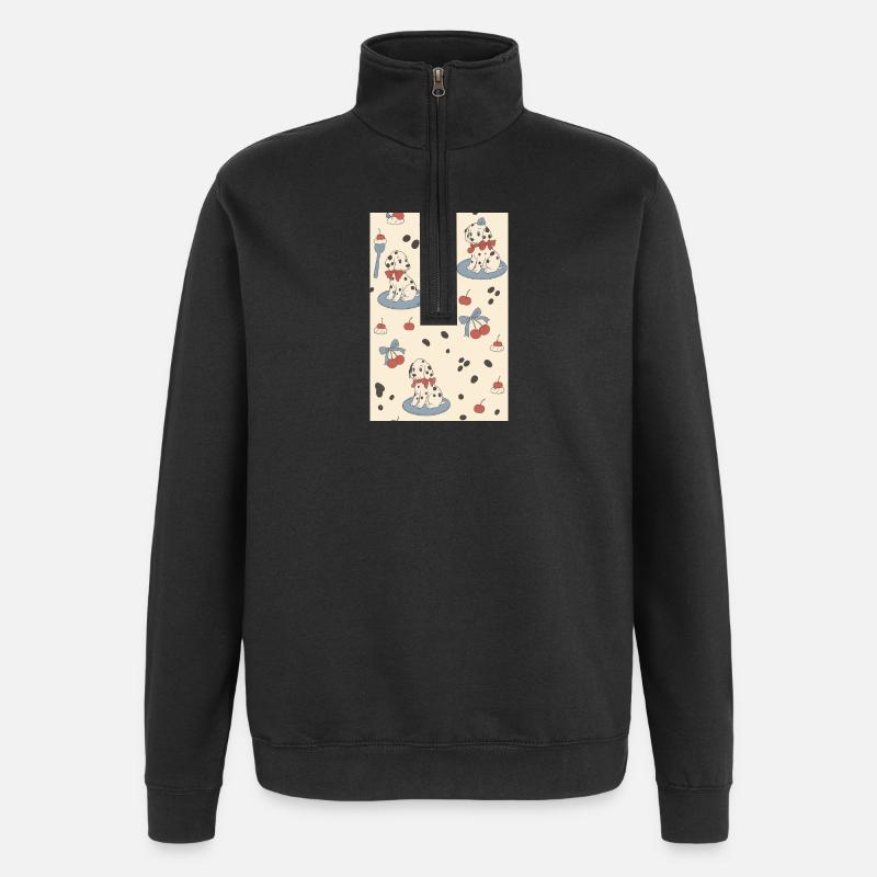 Dalmatiner hvalpe charme kirsebær - Sweatshirt med 1/4 lynlås - sort