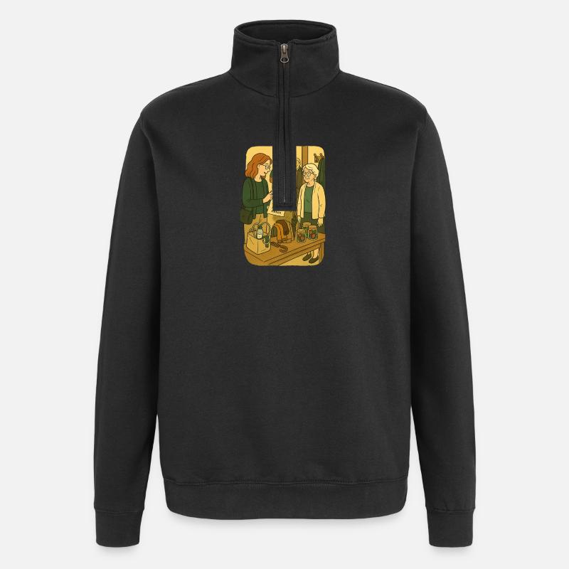 Oma Karin mit Familie - Quarter-Zip-Sweatshirt - Schwarz