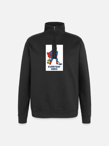 supecleaner2 - Sweat à zip 1/4 - noir