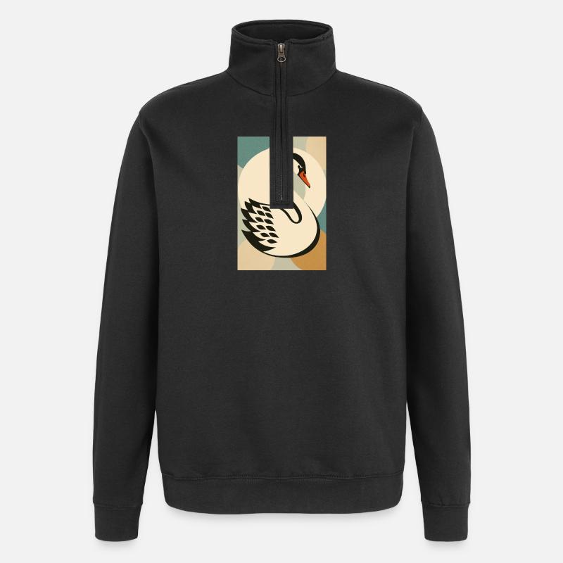 Schwan - Quarter-Zip-Sweatshirt - Schwarz
