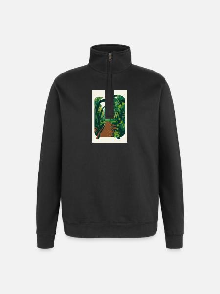 Verwunschener_Waldweg_im_Nebel - Quarter-Zip Sweatshirt - black