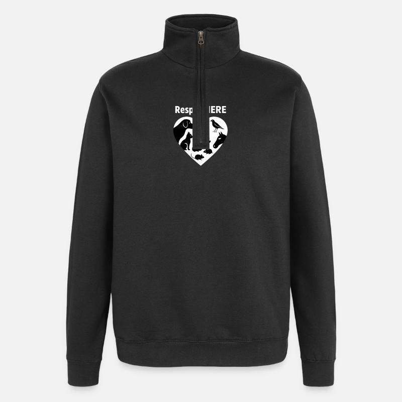 RespektTiere Herzsilhouette - Quarter-Zip-Sweatshirt - Schwarz