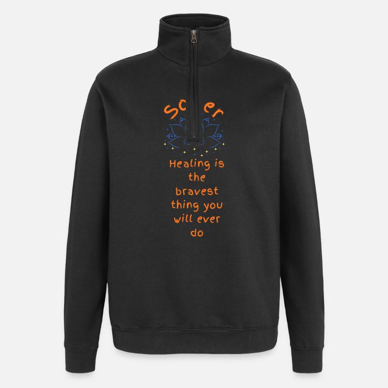 Lotus de guérison courageuse sobriété - Sweat à zip 1/4 - noir